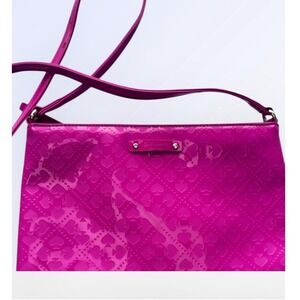 Kate Spade New York Fuchsia Patent Leather Heart Embossed Crossbody Bag Pink